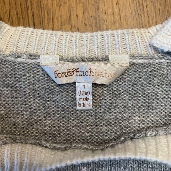 FOX & FINCH Knit Bunny Rabbit Sweater Girls 12 Months Pink Grey Toddler Girl - Picture 6 of 6